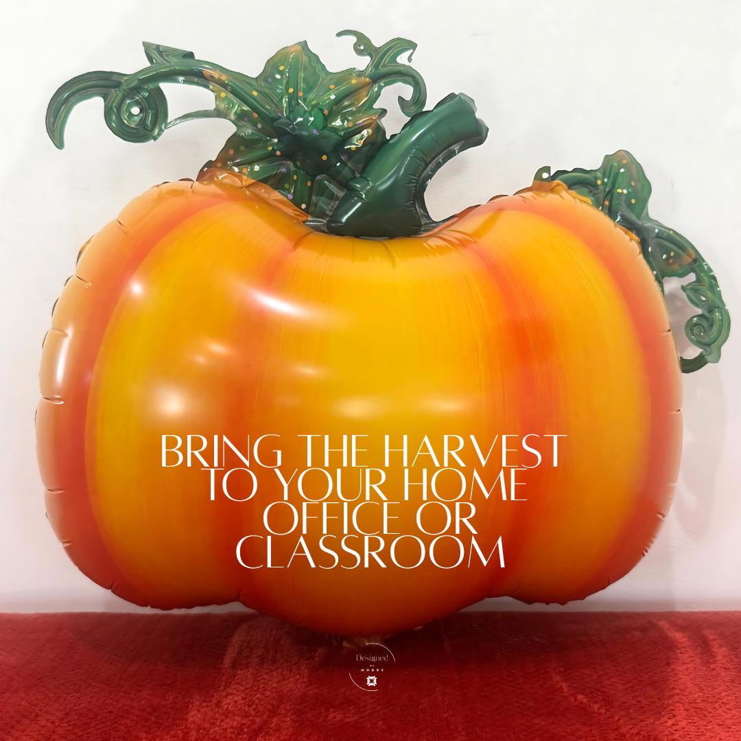 “Pumpkin balloon with autumn latex balloons for Thanksgiving or classroom display.”