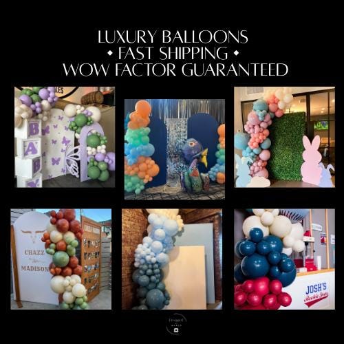 a collage of balloon garlands