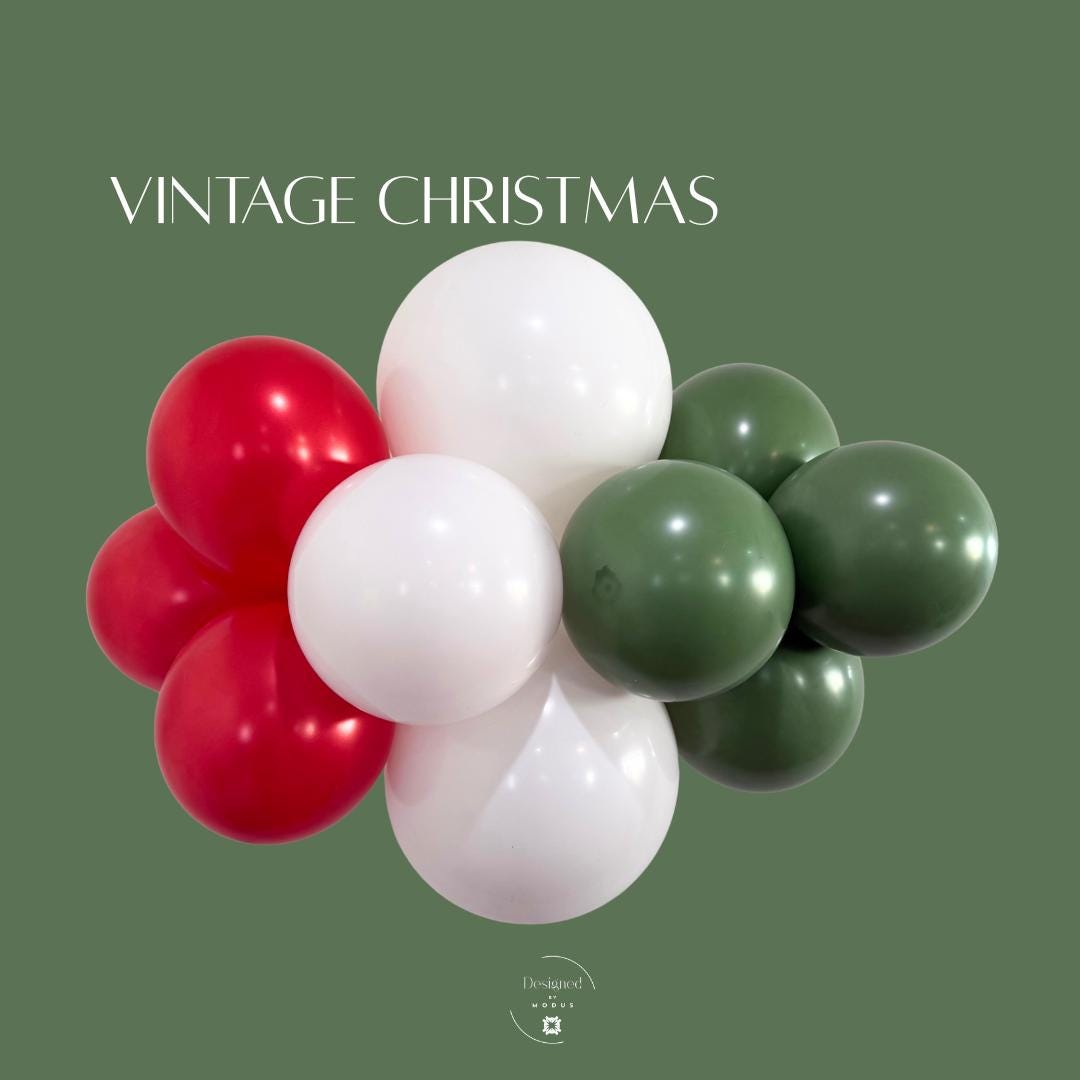 Vintage Christmas Balloon Garland Kit | Red, Green & White Arch