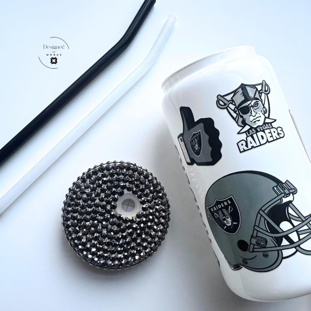 Las Vegas Raiders Tumbler with Rhinestone Lid, Game Day Fan Cup