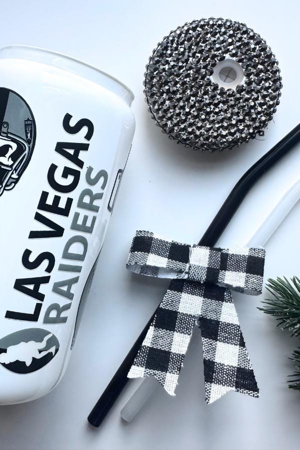Las Vegas Raiders Tumbler with Rhinestone Lid, Game Day Fan Cup