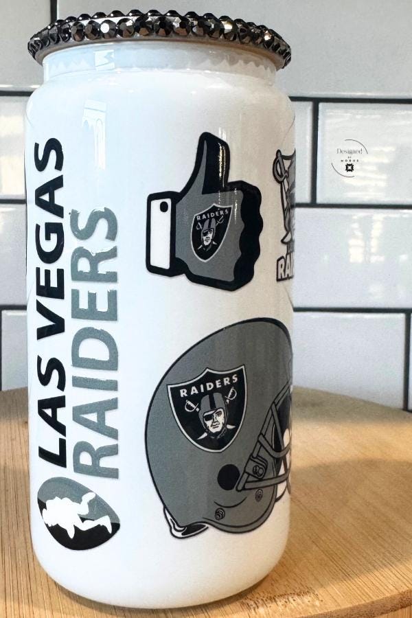 Las Vegas Raiders Tumbler with Rhinestone Lid, Game Day Fan Cup
