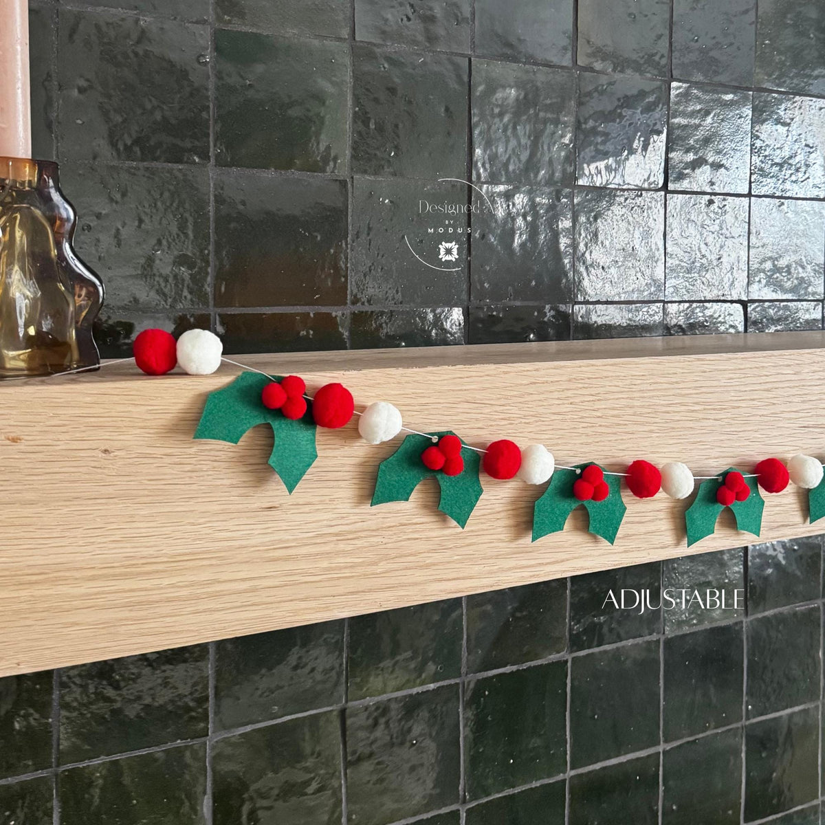 Peppermint Felt Garland | Red & White Christmas Mantel Decor