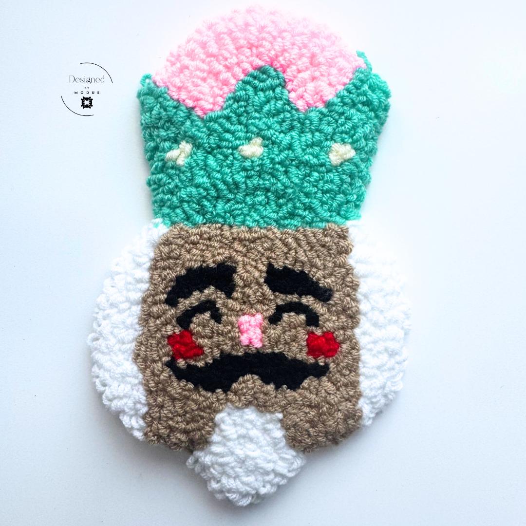 Nutcracker mug rug with pink hat and festive details
