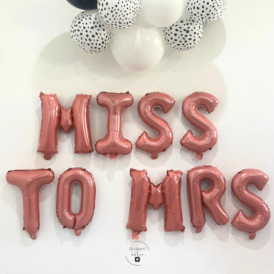Rose Gold Miss to Mrs Balloon Banner, Bridal Shower Decor