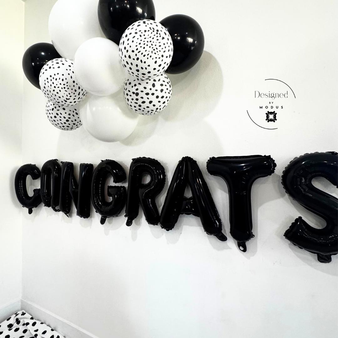 Black Congrats Balloon Banner – Graduation Party Backdrop