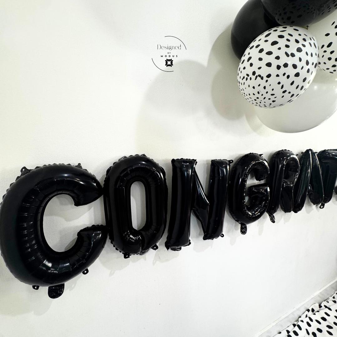 Black Congrats Balloon Banner – Graduation Party Backdrop