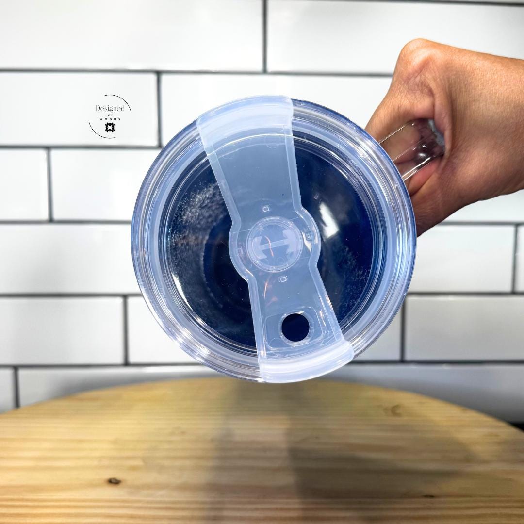 Blue Glitter Tumbler Snow Globe Coffee Cup Handle Design Travel Mug Sparkle Effect Aesthetic Drinkware Royal Blue Shaker Double Wall