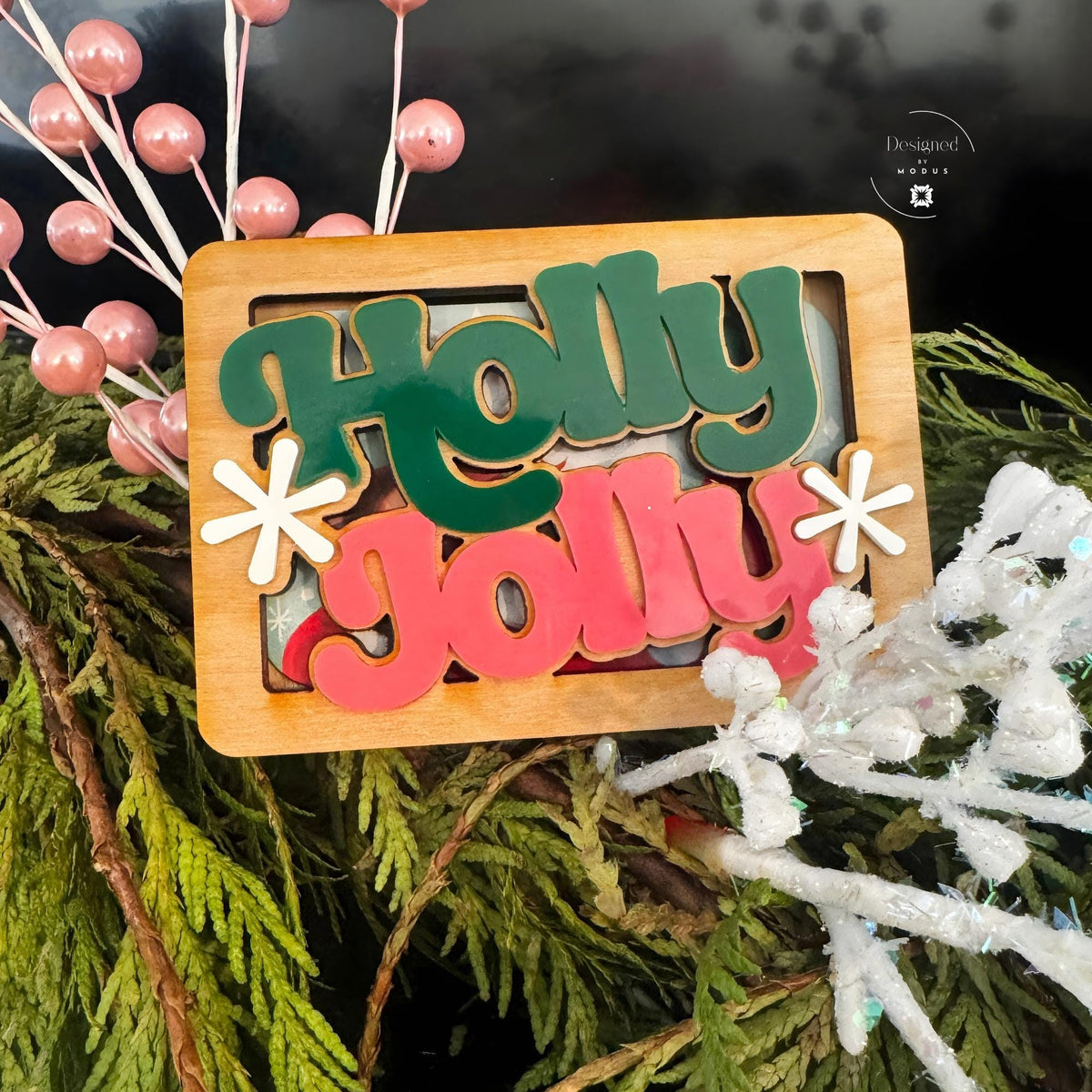 Holly Jolly Wooden Gift Card Holder Christmas Gift Card Packaging Stocking Stuffer Teacher Gift Coworker Gift Holiday Money Holder