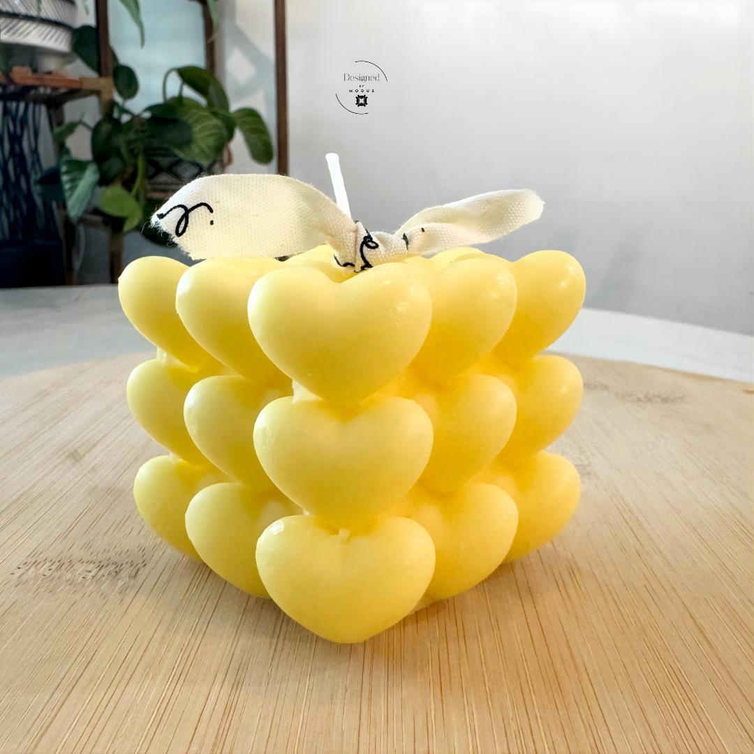 yellow heart cube candle romantic home decor