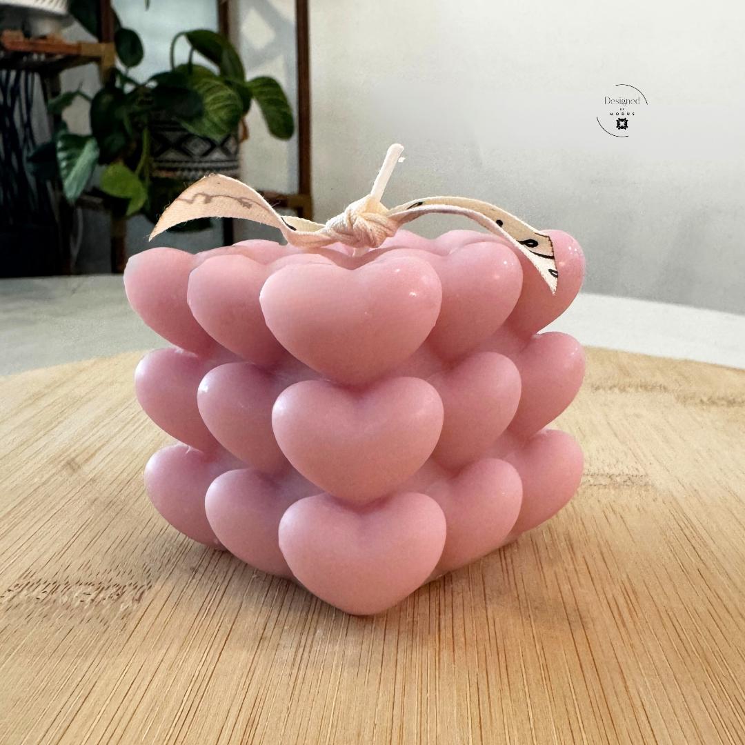 Pink heart cube candle romantic home decor
White heart cube candle minimalist Valentine decor