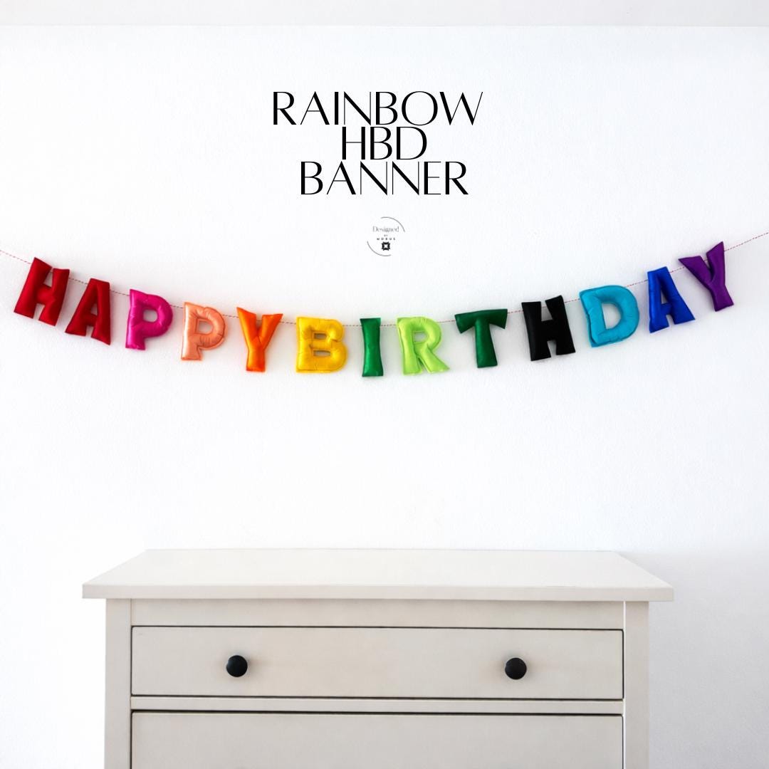 Happy Birthday Banner – Rainbow Felt Letter Garland – Reusable Birthday Decor – Kids Party Wall Banner