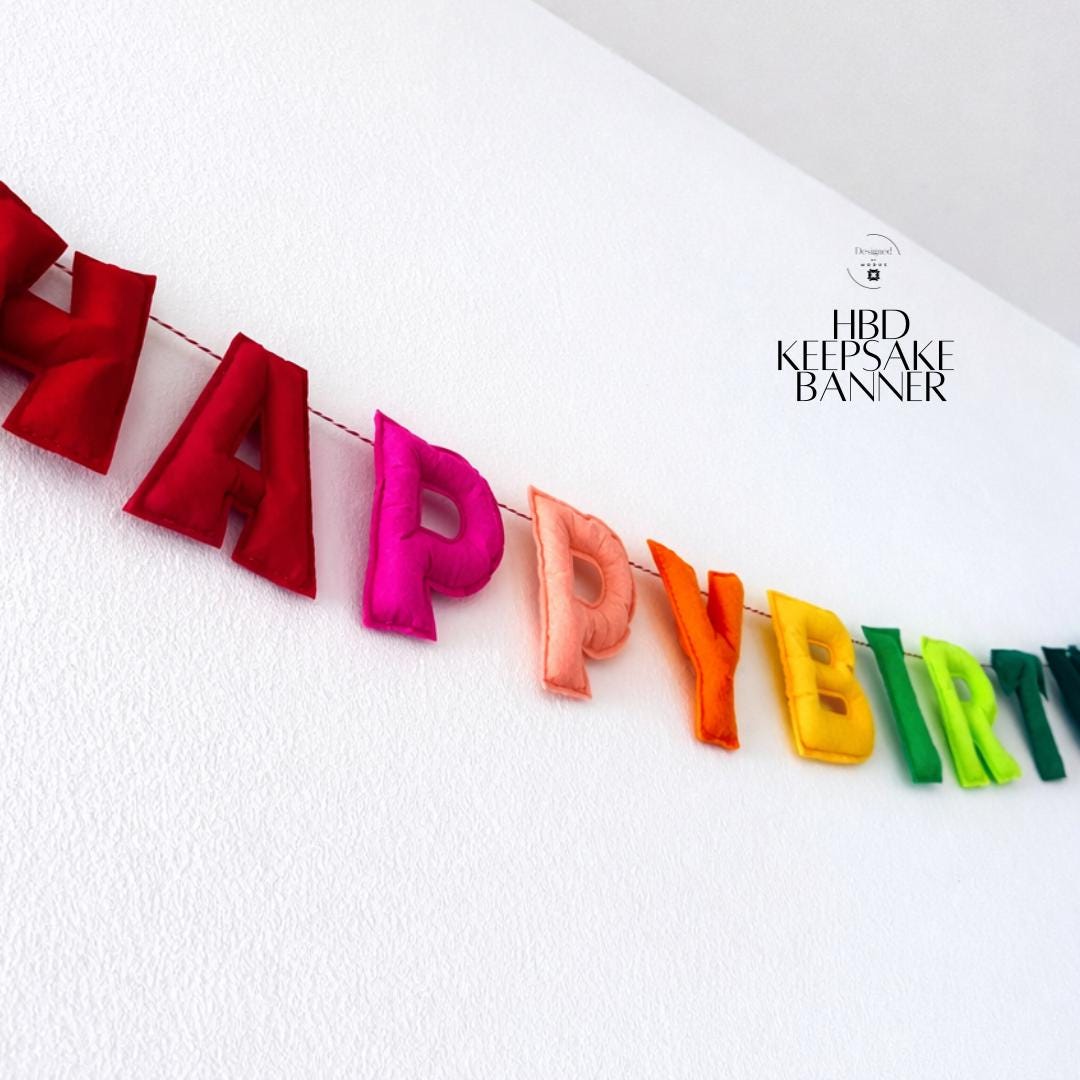 Happy Birthday Banner – Rainbow Felt Letter Garland – Reusable Birthday Decor – Kids Party Wall Banner