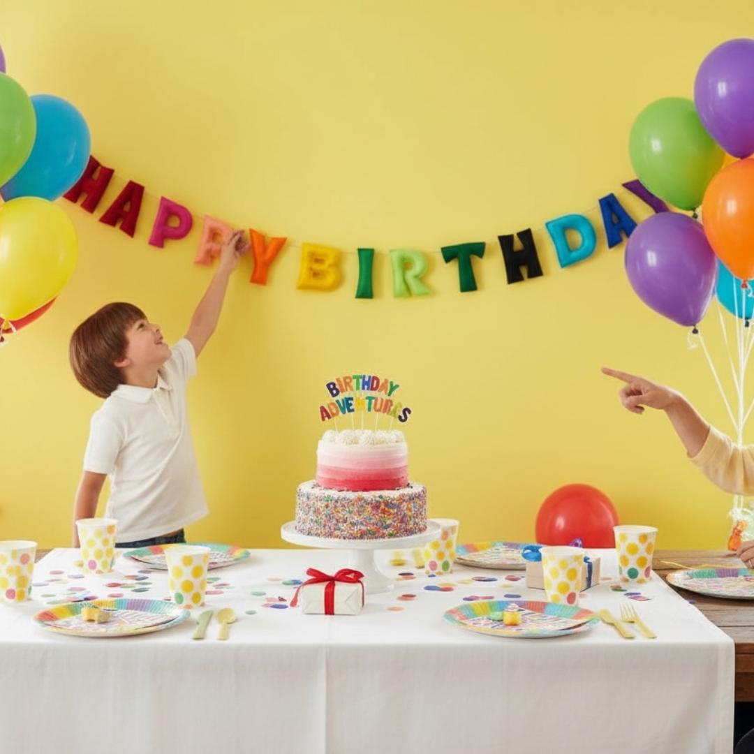 Happy Birthday Banner – Rainbow Felt Letter Garland – Reusable Birthday Decor – Kids Party Wall Banner