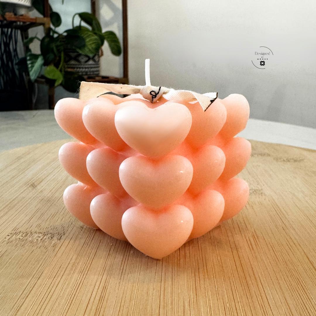 Pink heart cube candle romantic home decor
White heart cube candle minimalist Valentine decor