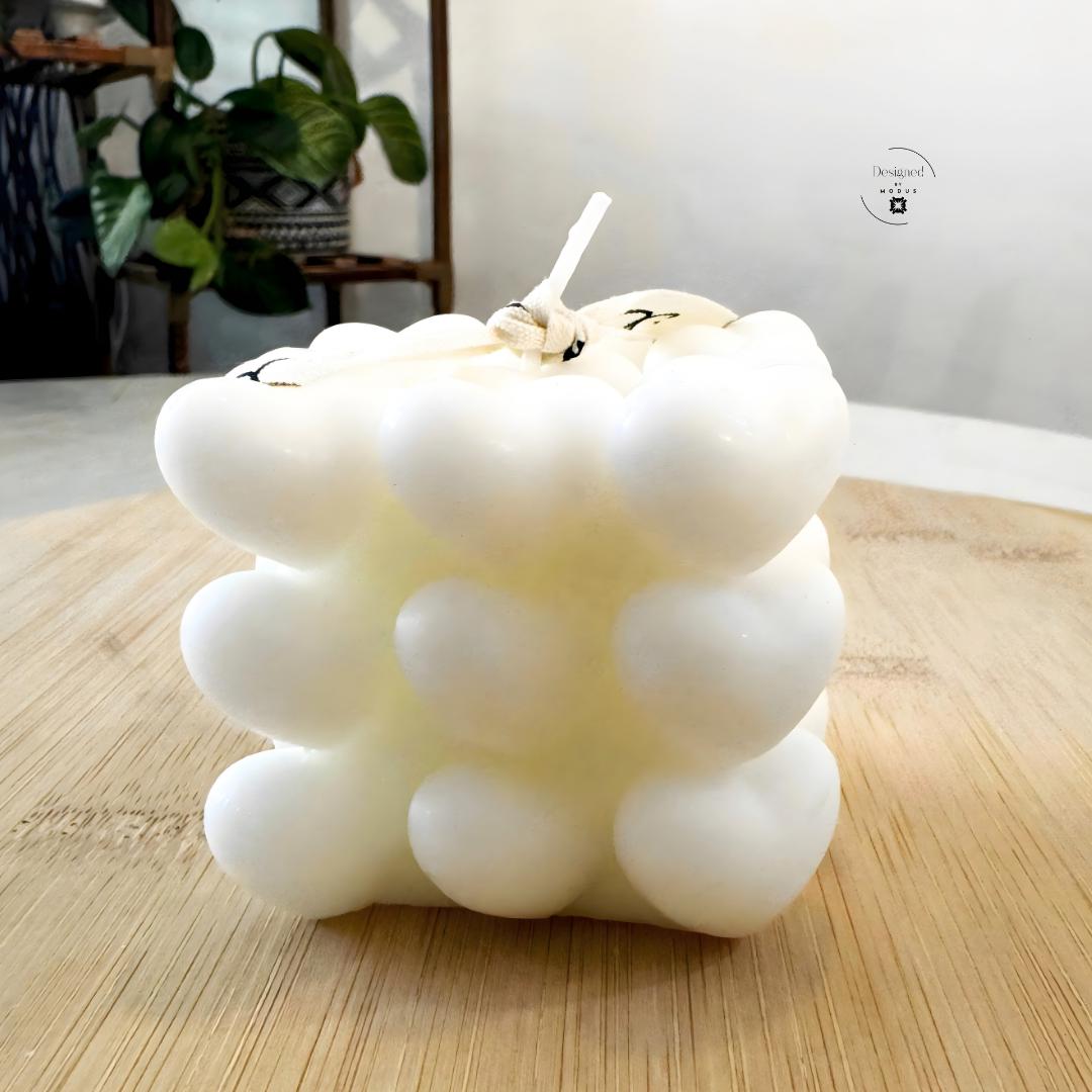 White heart cube candle minimalist Valentine decor