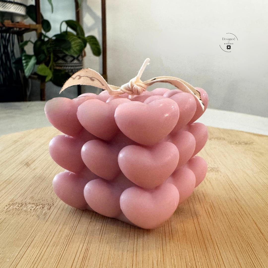 heart cube candle minimalist Valentine decor