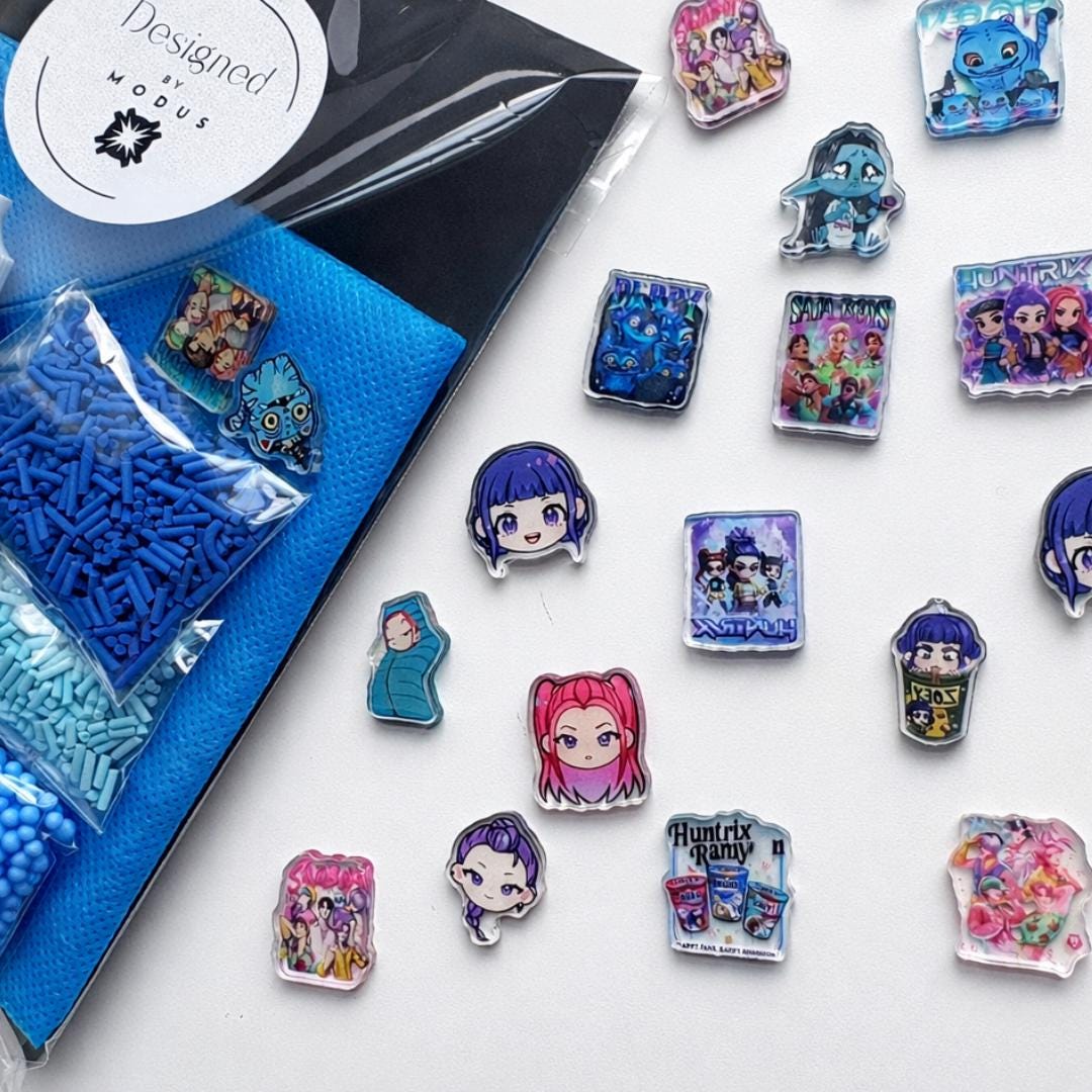 Sensory Play Experience Kpop Themed Slime Kit DIY Activity Set Demon Hunter Inspired Craft Project Teen Gift Idea Birthday Present Option Party Favor Package Complete Materials Included Clear Slime Base Activator Solution Colorful Dye