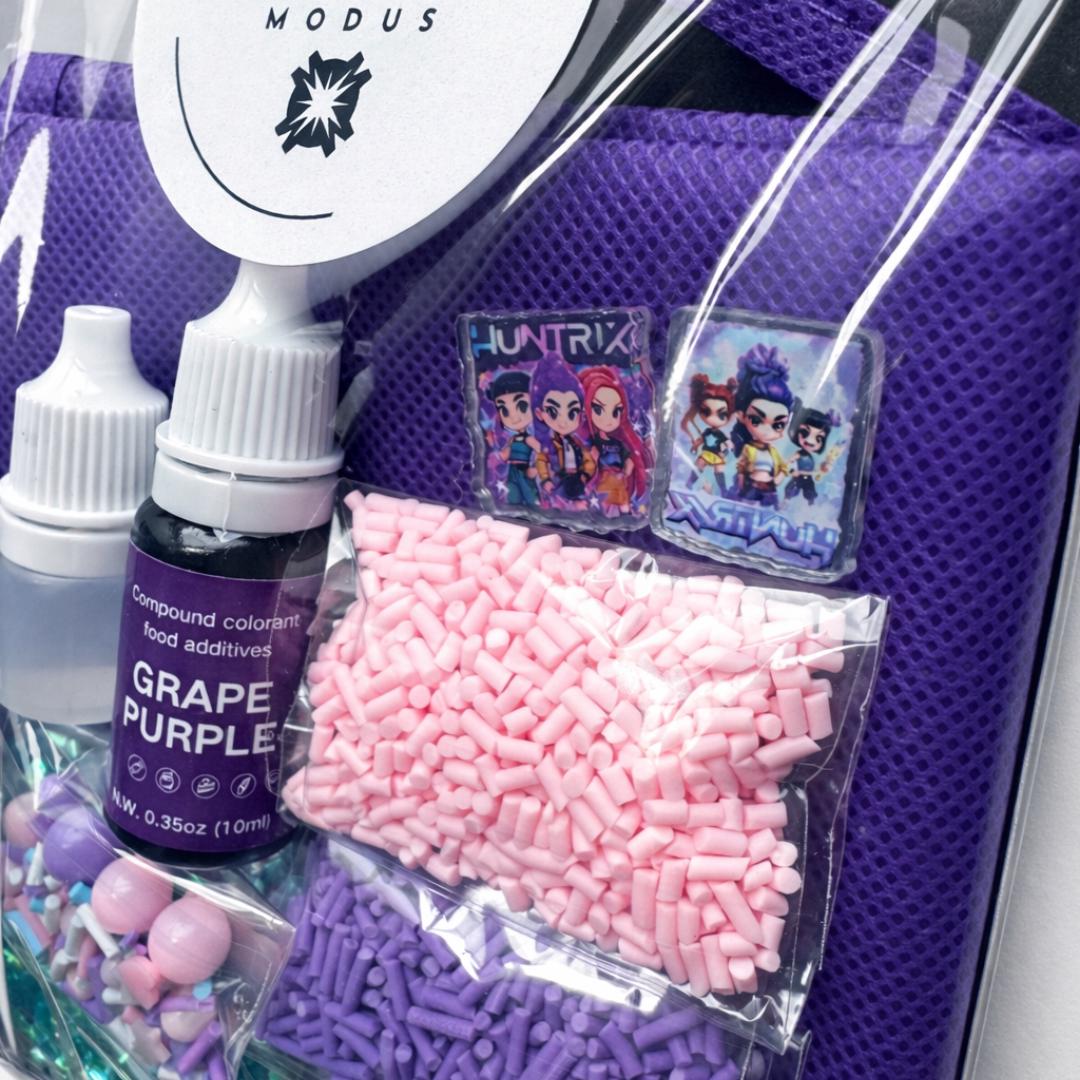 Kpop Slime Kit DIY Activity Set Creation Craft Project Demon Hunter Themed Party Favor Gift Teen Birthday Present Idea Sensory Play Package Entertainment Korean Inspiration Complete Materials Included Clear Slime Activator Colorful Dye