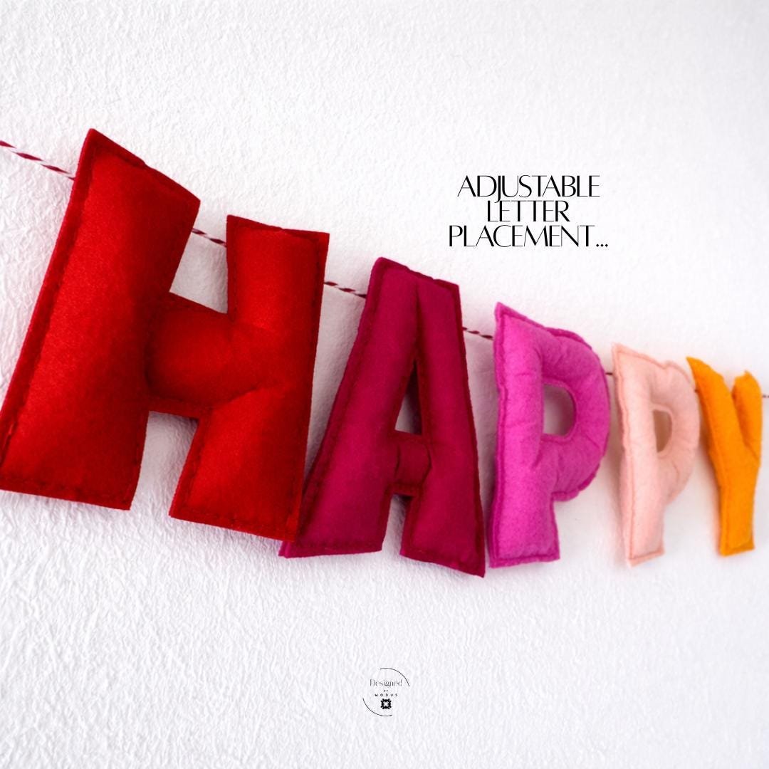 Happy Birthday Banner – Rainbow Felt Letter Garland – Reusable Birthday Decor – Kids Party Wall Banner