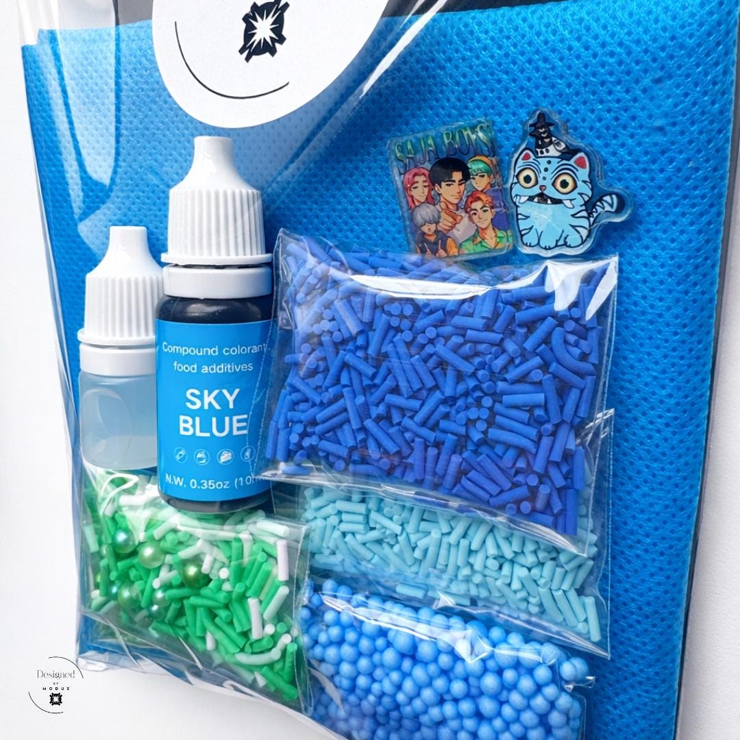 Kpop Fan Gift Demon Hunter Themed Slime Kit DIY Craft Project Creative Activity Set Teen Birthday Present Idea Party Favor Option Sensory Play Package Complete Materials Included Clear Slime Base Activator Solution Colorful Dye Glitter