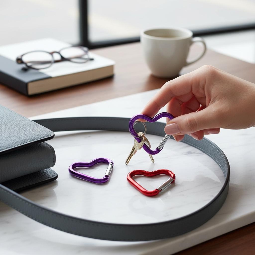 Heart Carabiner Clip – Red Heart Key Ring for Bags, Purses & Keychains  Cute Metal Heart Clasp for Accessories and Gifts
