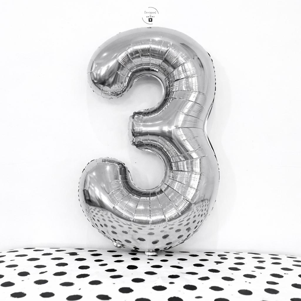 White Number 3 Balloon | 34-Inch Foil Party Decor