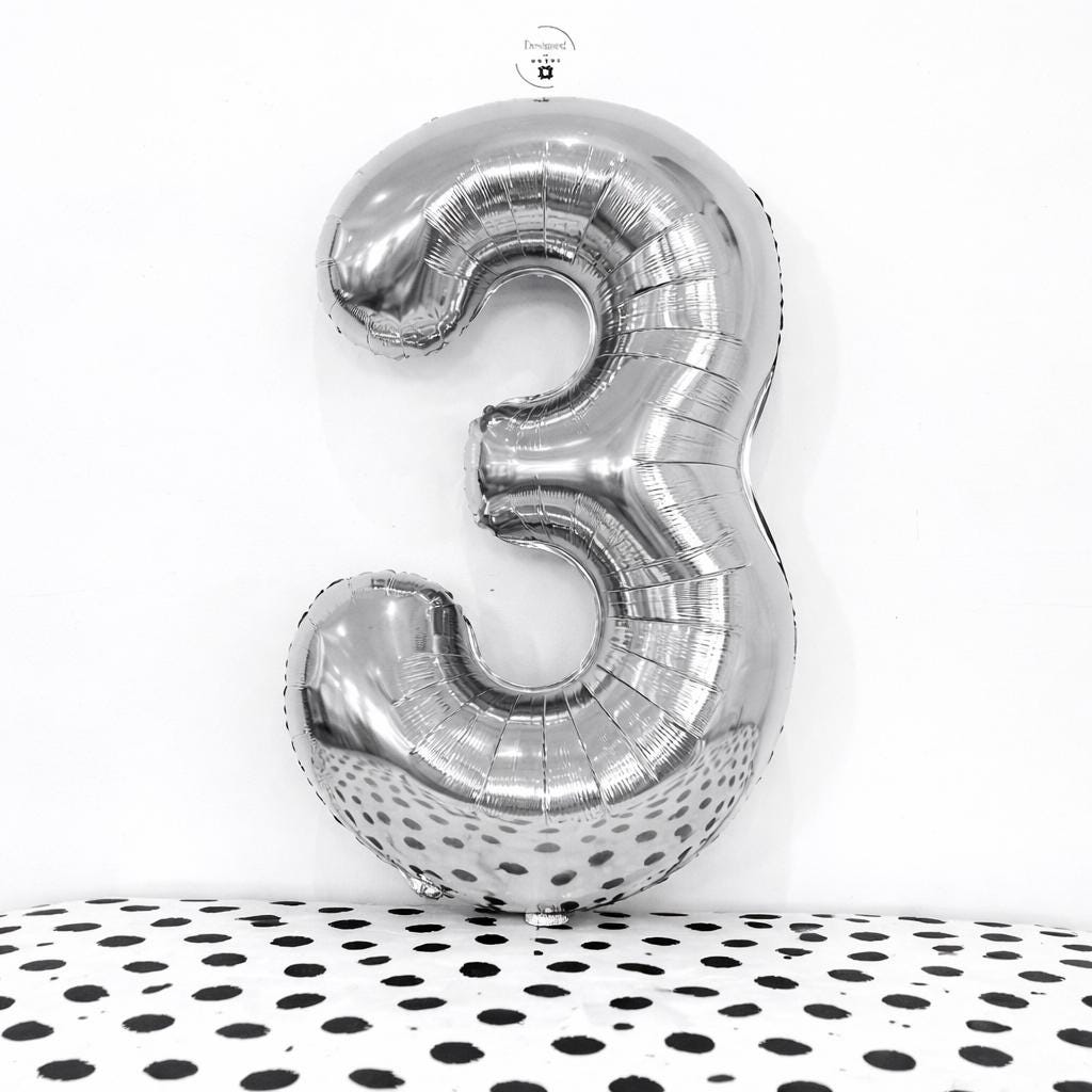 White Number 3 Balloon | 34-Inch Foil Party Decor