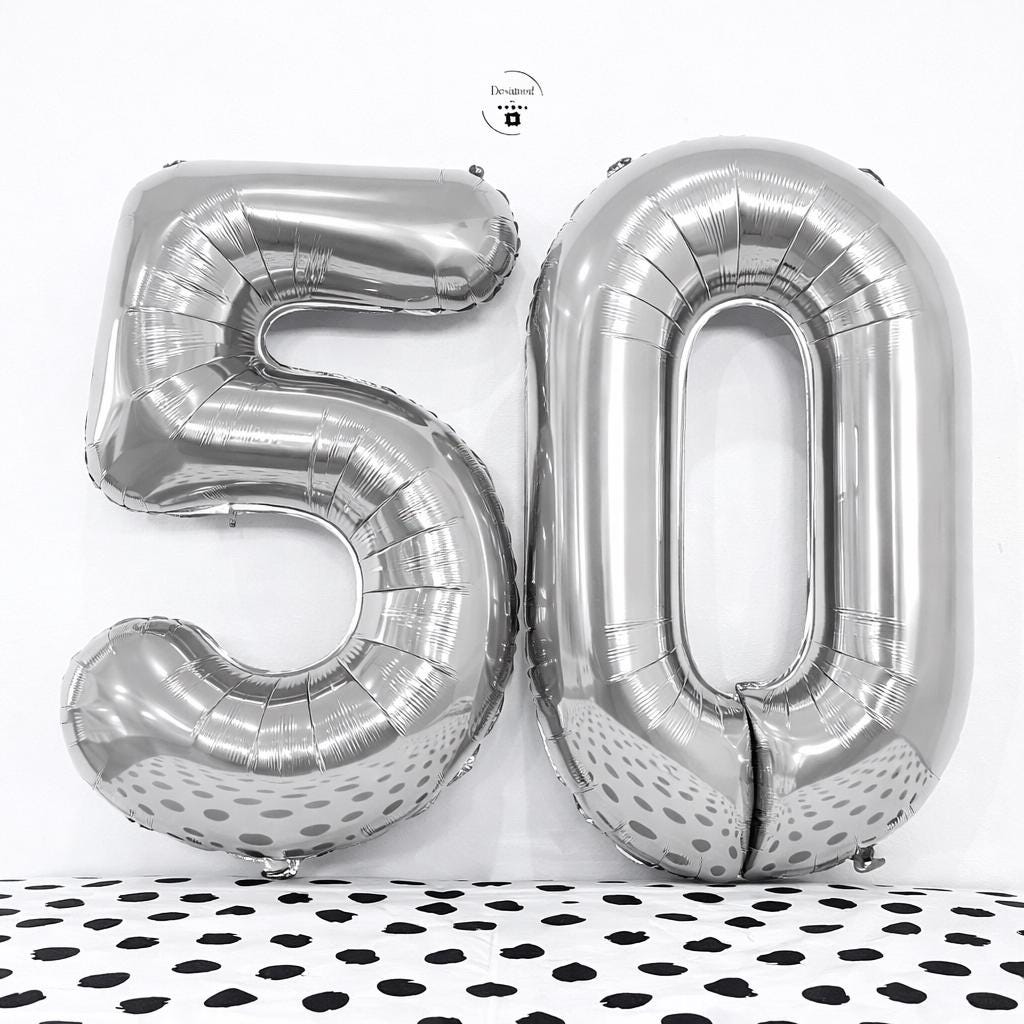 Black Number 50 Foil Balloons | 50th Birthday Celebration