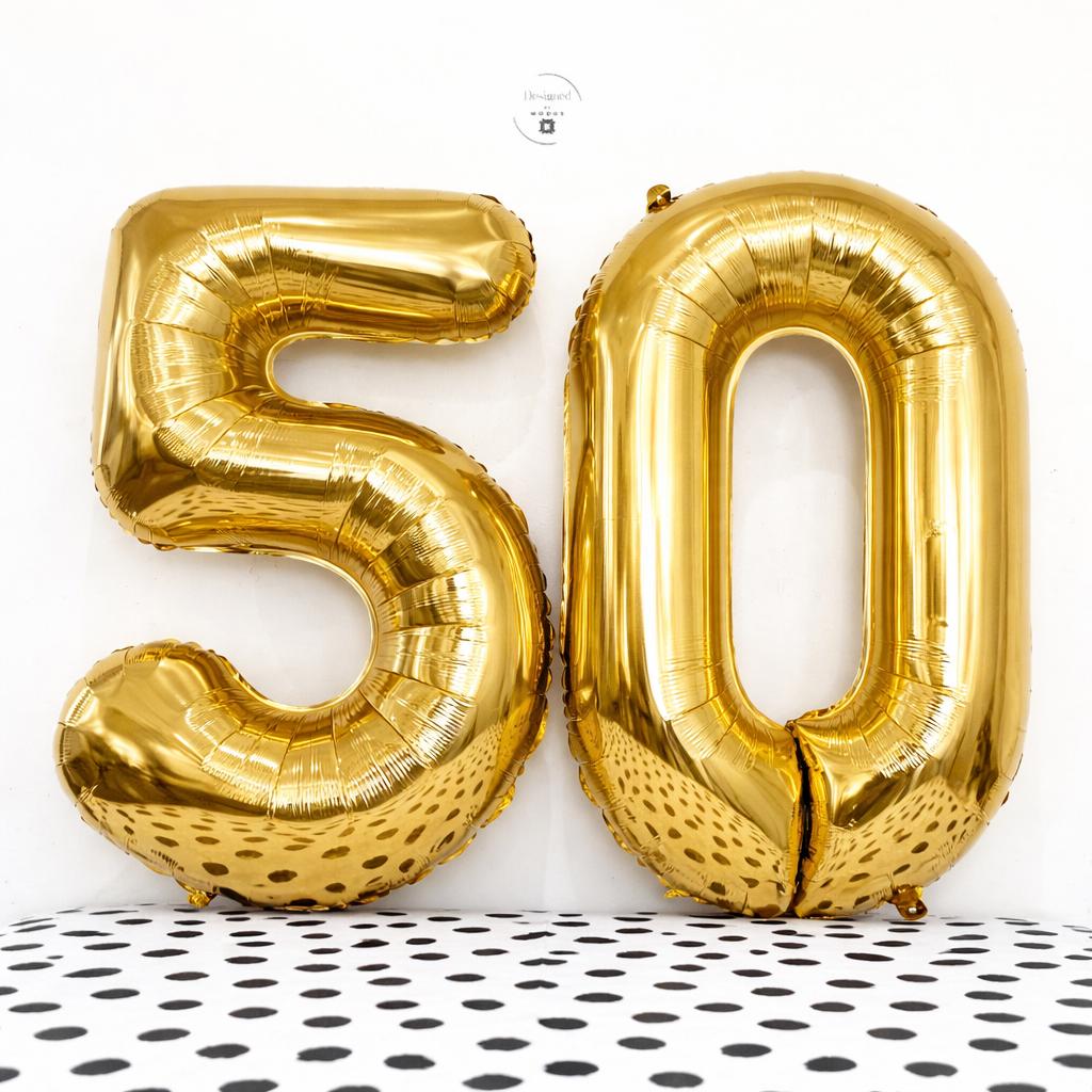 Black Number 50 Foil Balloons | 50th Birthday Celebration