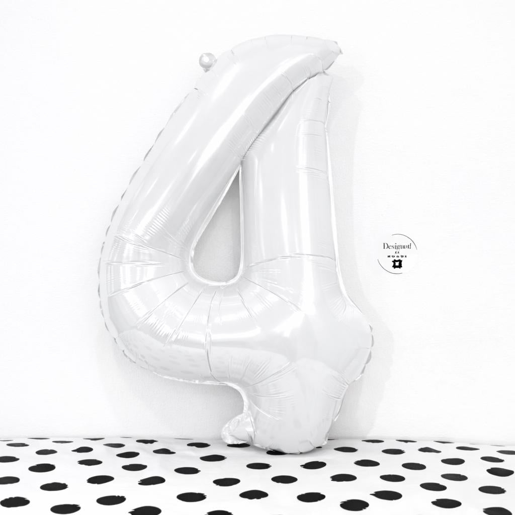 White Number 4 Balloon | 34-Inch Foil Party Decor