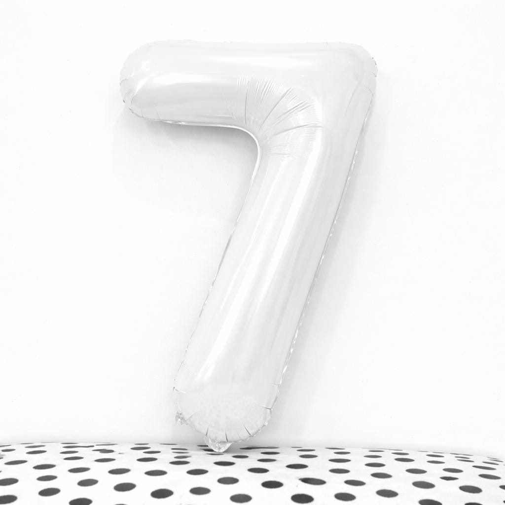 White Number 7 Foil Balloon | 34" Birthday Party Decor
