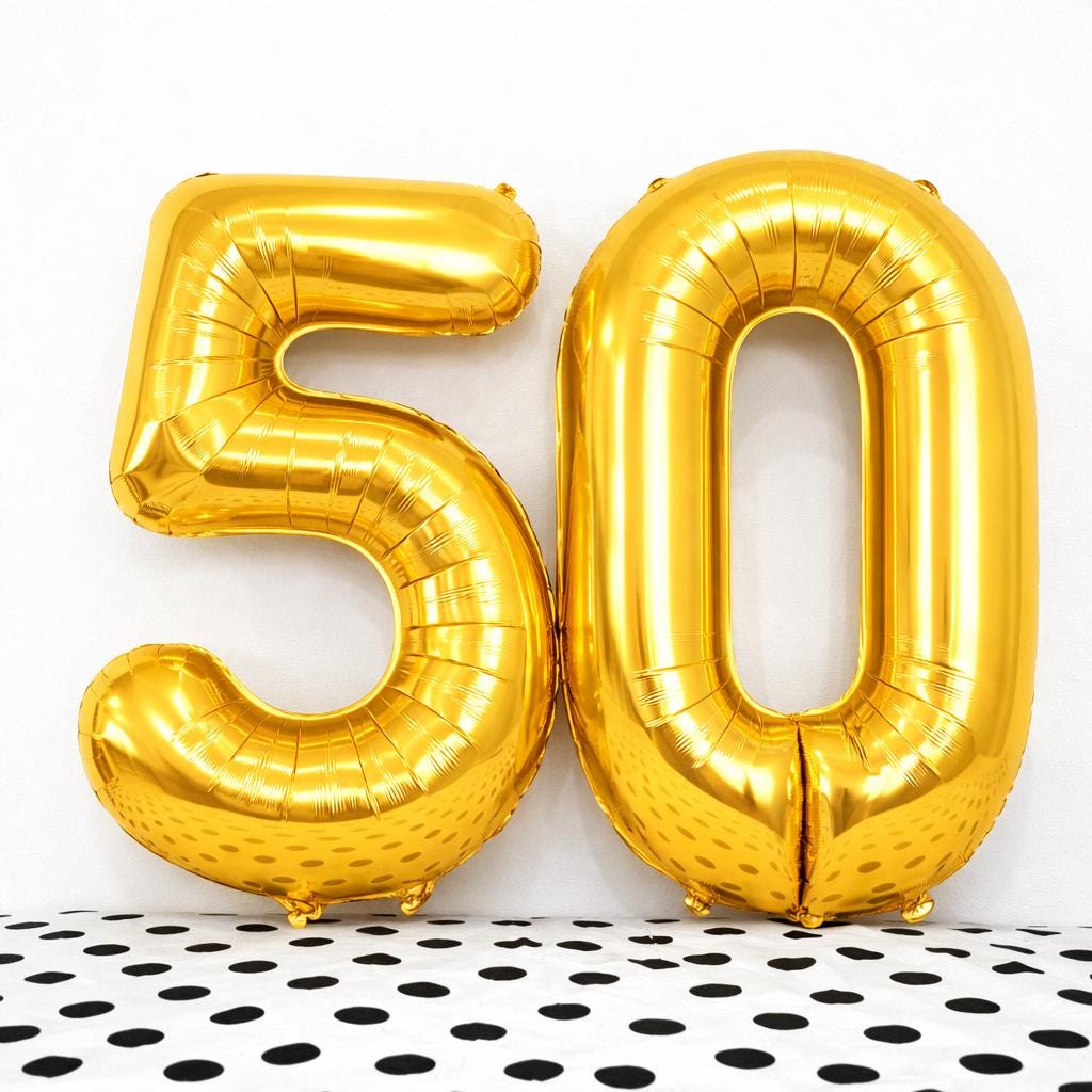 Black Number 50 Foil Balloons | 50th Birthday Celebration