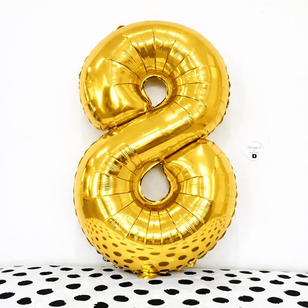 White Number 8 Balloon | Foil Balloon for Modern Birthday, Graduation, or Anniversary Decor