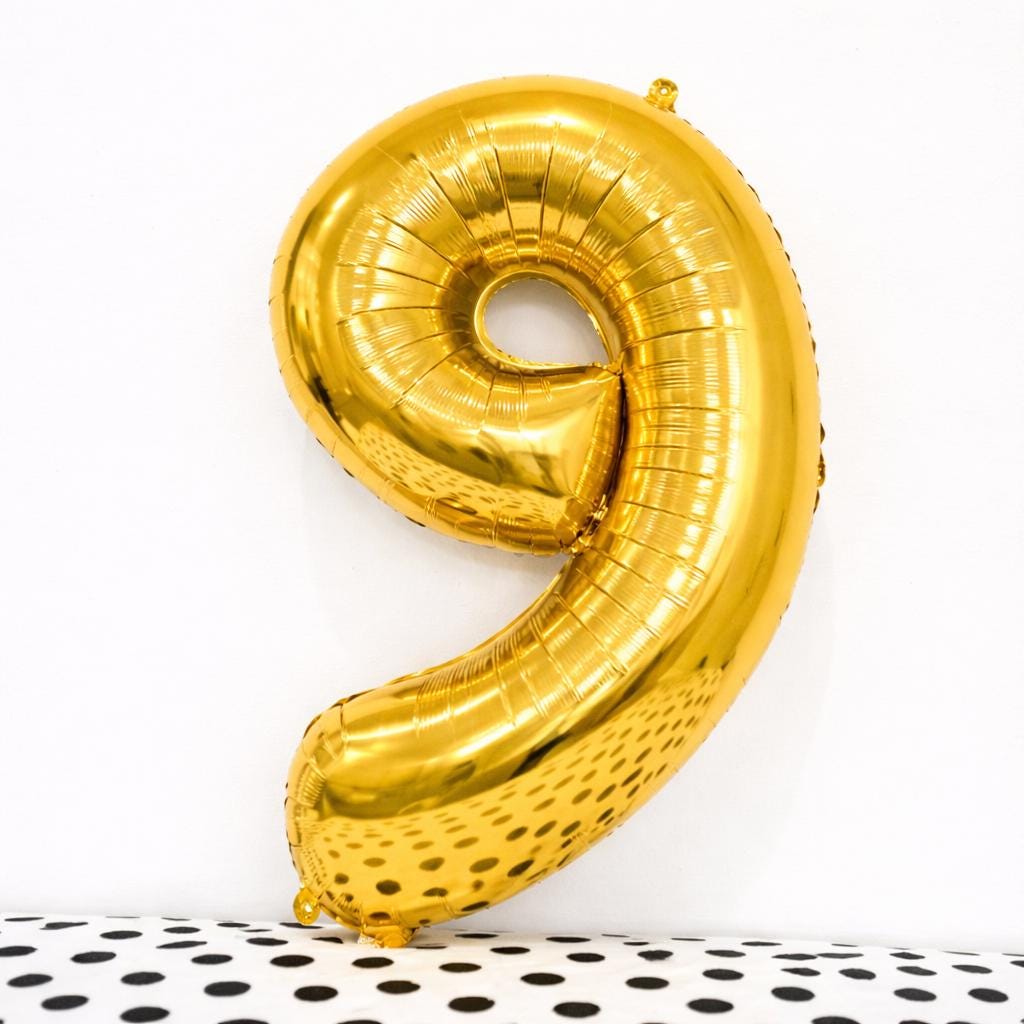 Black Number 9 Foil Balloon | 34 inch Party Decor