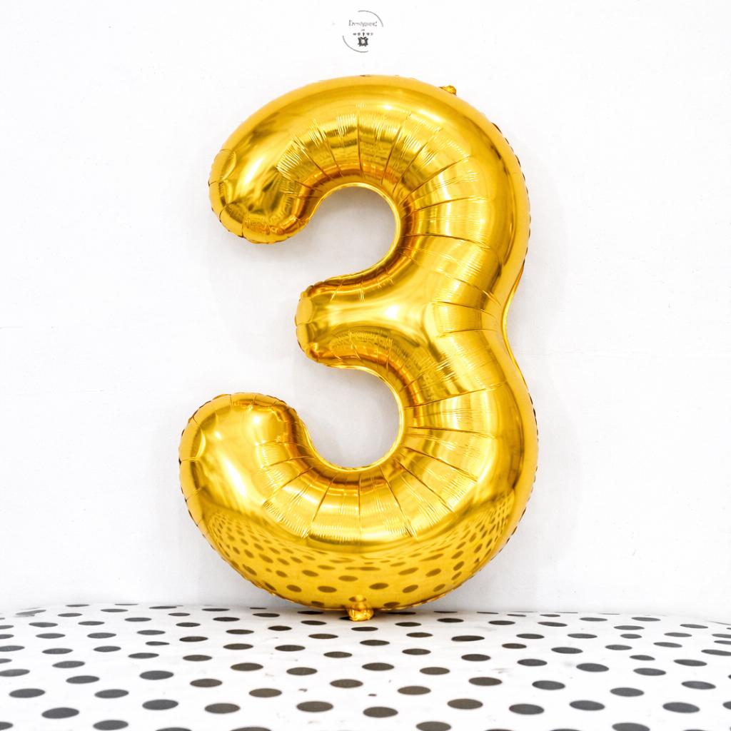 White Number 3 Balloon | 34-Inch Foil Party Decor