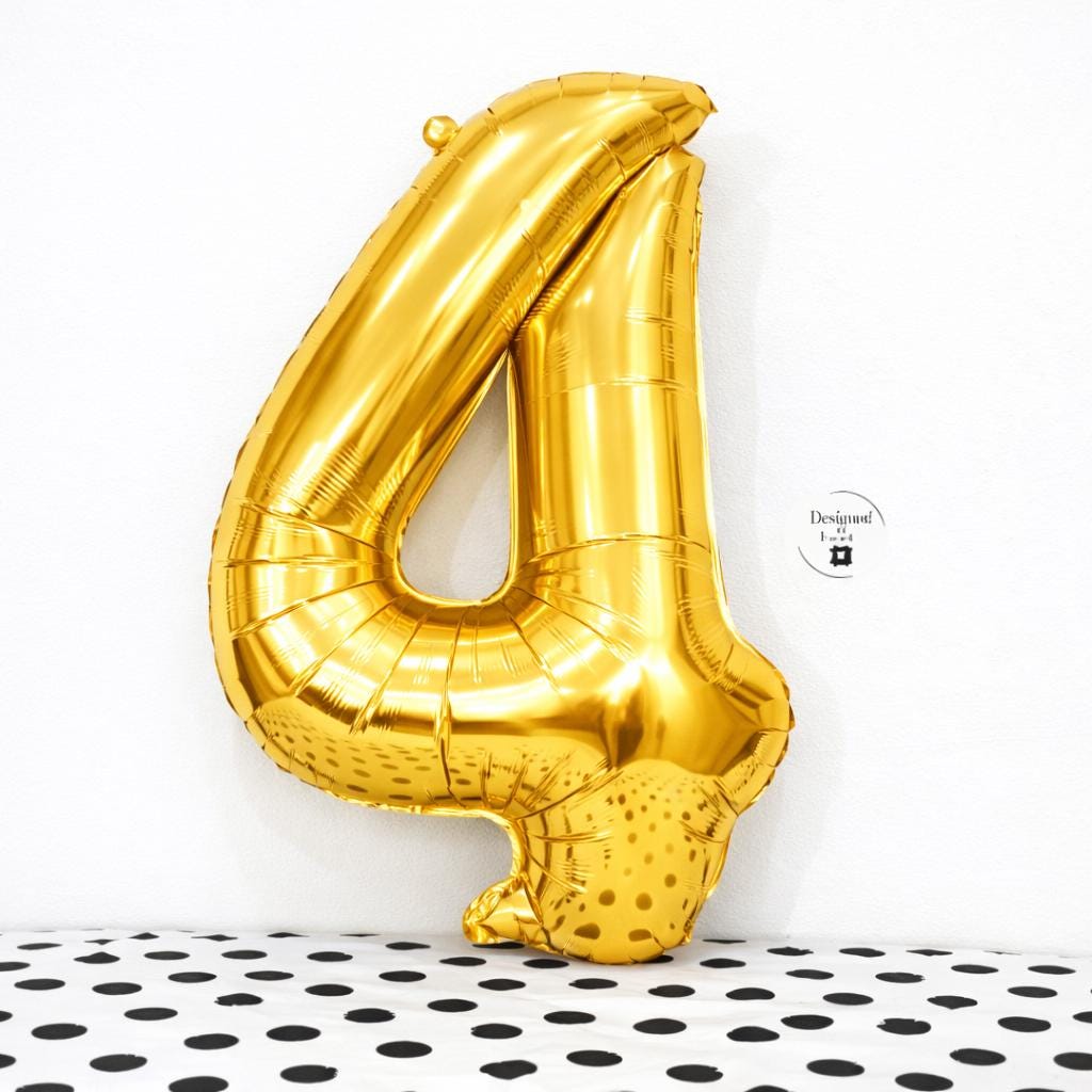 White Number 4 Balloon | 34-Inch Foil Party Decor