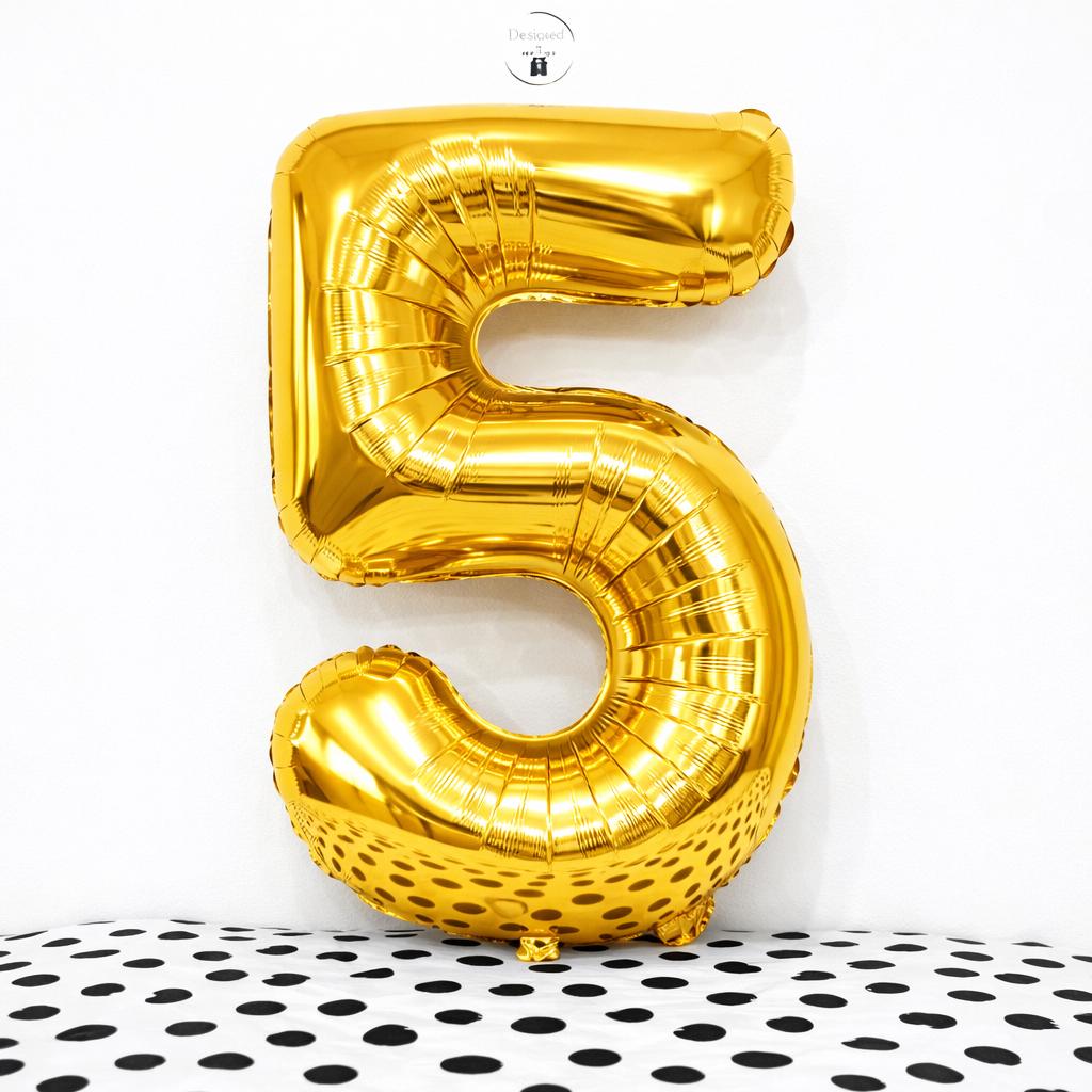 White Number 5 Balloon | 34" Foil Party Decoration