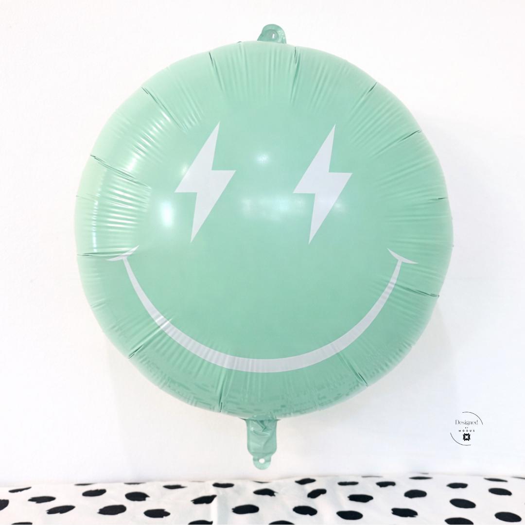 Yellow Smiley Balloon Party Decoration Birthday Emoji Style Lightning Eye Mylar Face Happy Celebration Large Foil Eighteen Inch Decor