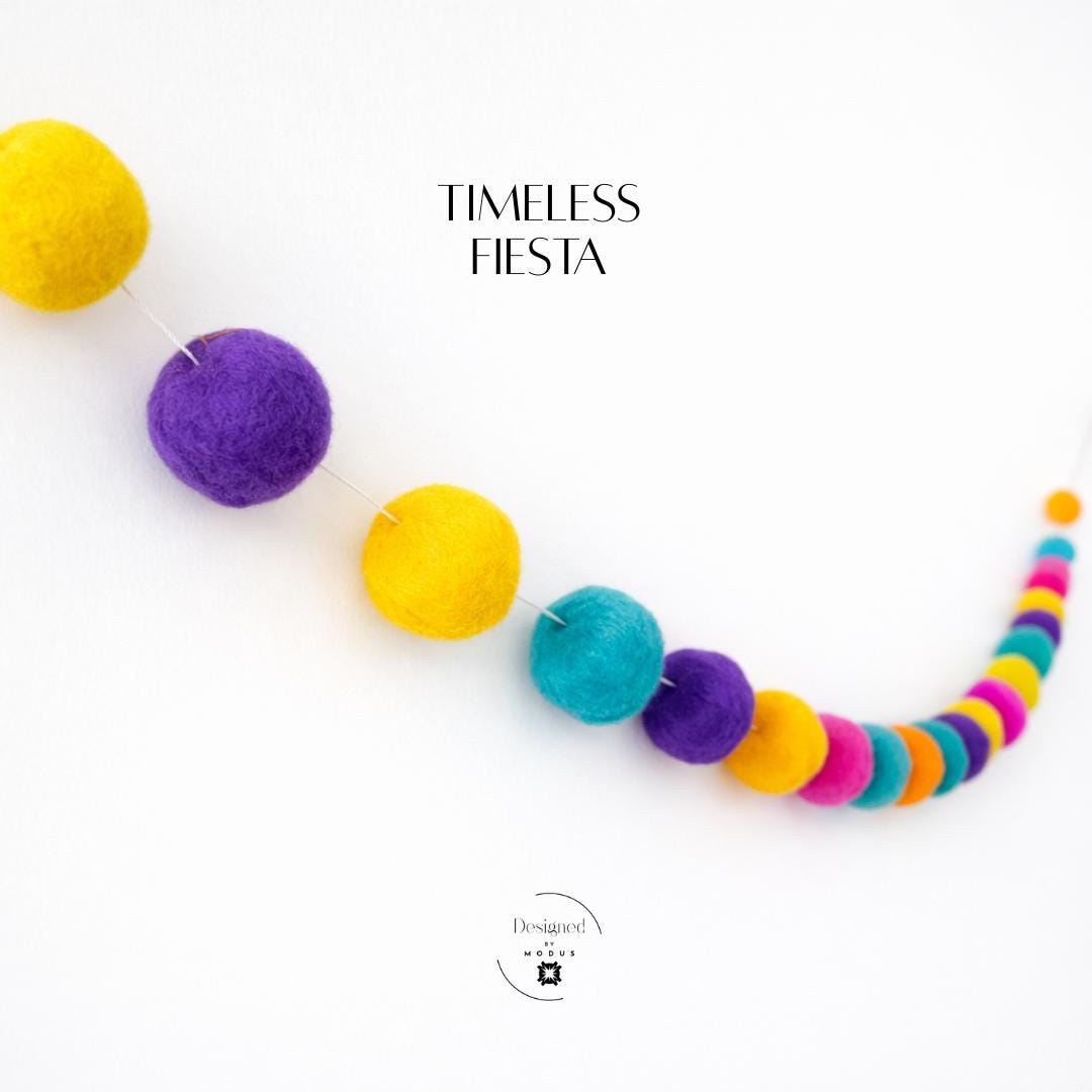 Fiesta Felt Ball Garland: Rainbow Nursery, Party, Cinco Mayo Decor Banner