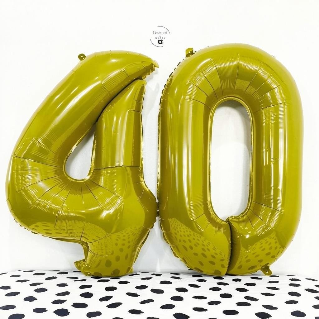 40th Birthday White  Number Balloons | 34 Inch Foil Decor Set