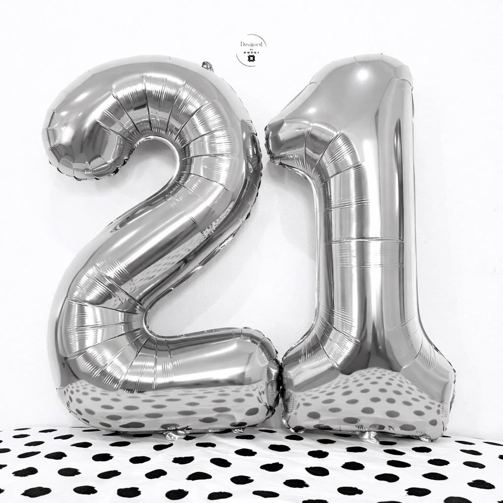 Gold  Number 21 Balloon Set | Modern Foil Numbers for 21st Birthday or Celebration Decor