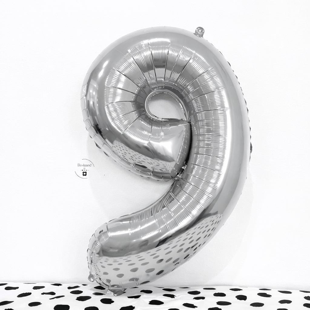 Black Number 9 Foil Balloon | 34 inch Party Decor