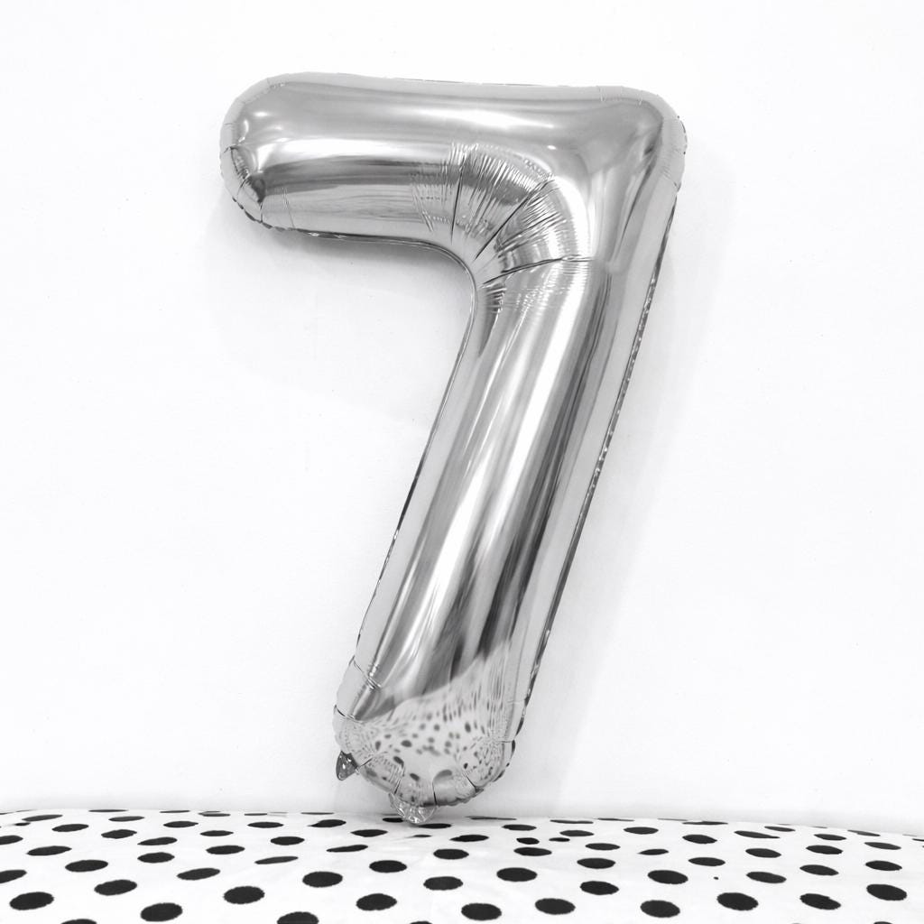 White Number 7 Foil Balloon | 34" Birthday Party Decor