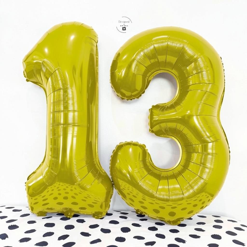 White Number 13 Foil Balloon | 34 Inch Teen Birthday Decor