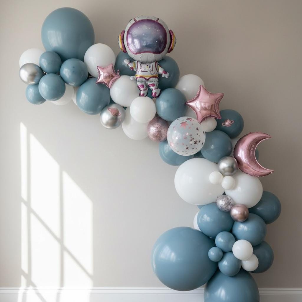Giant Astronaut Foil Balloon: Silver Space Party Decoration, Birthday Cosmic Theme Decor