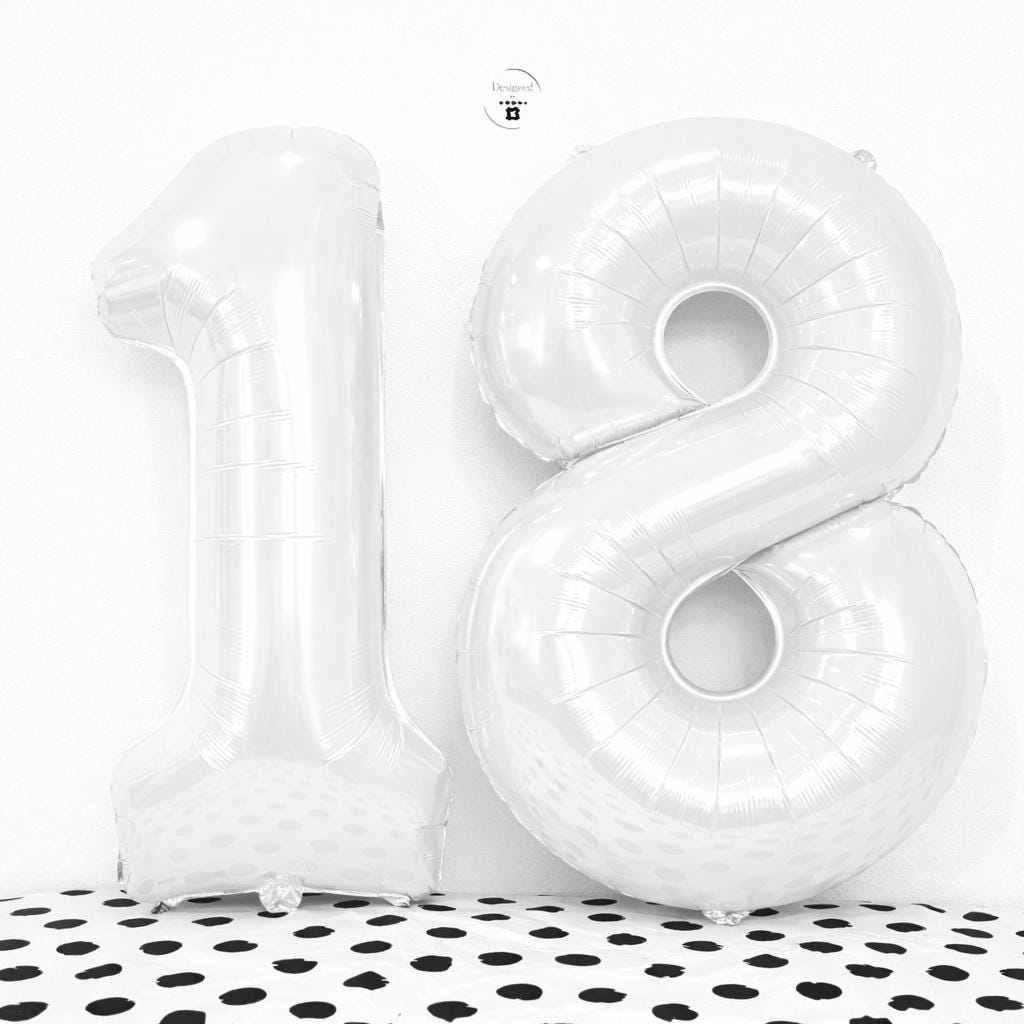 White  Number 18 Balloon | 18th Birthday Party Decor
