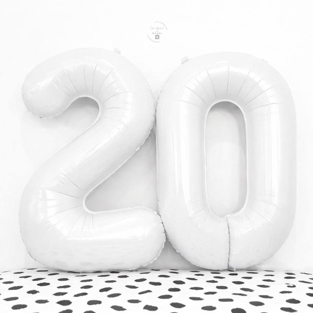 Silver Number 20 Foil Balloons | 20th Birthday Anniversary