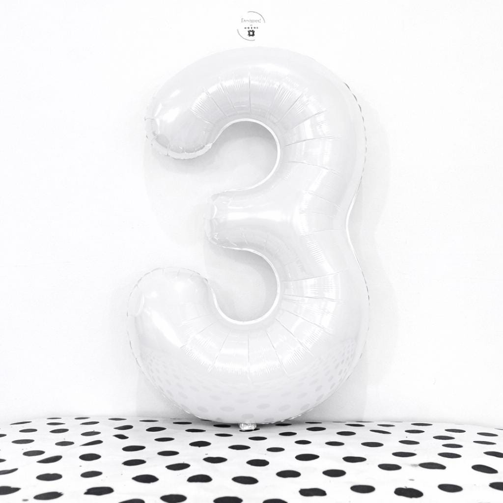 White Number 3 Balloon | 34-Inch Foil Party Decor