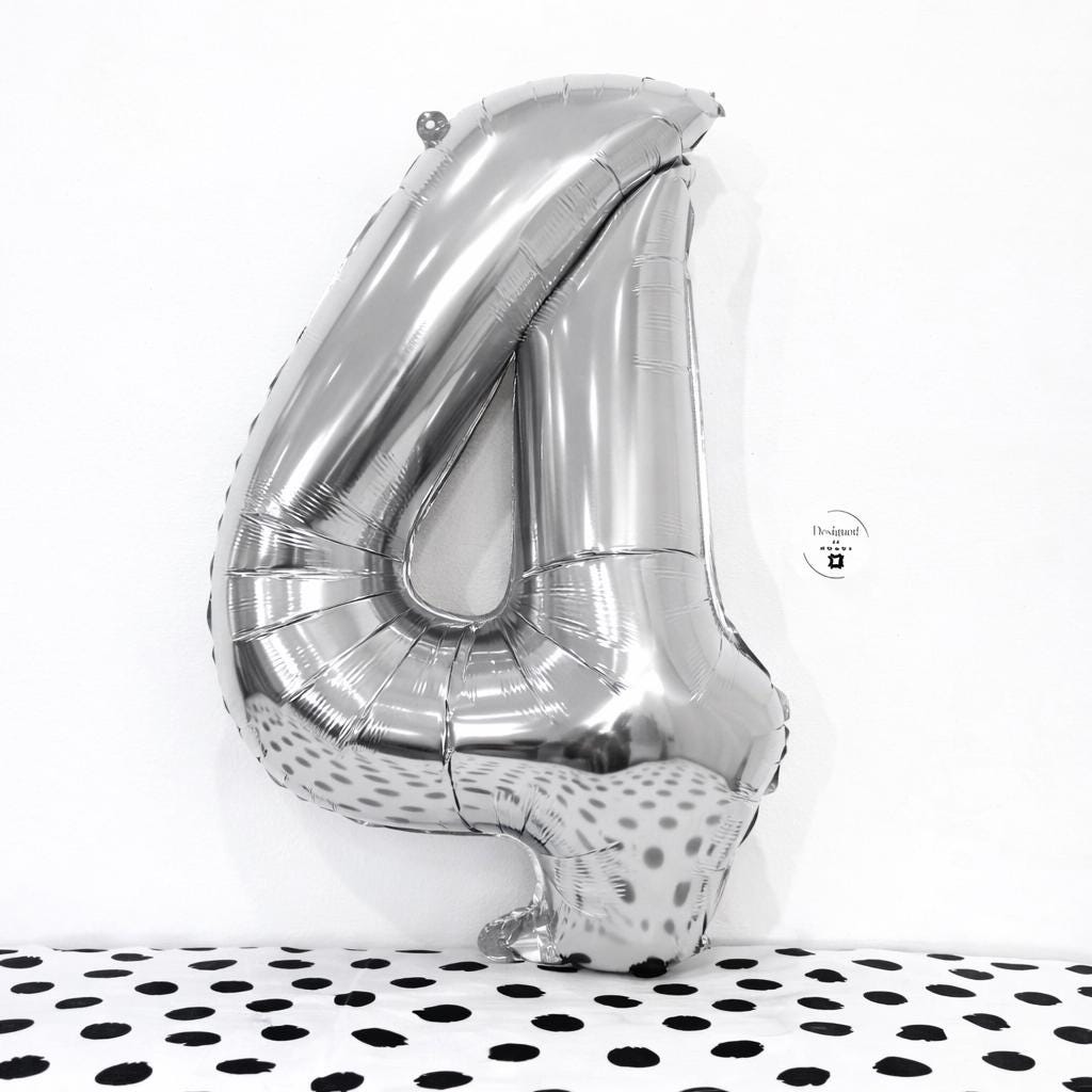 White Number 4 Balloon | 34-Inch Foil Party Decor